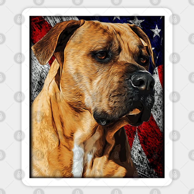 Patriotic Pitbull Drawing - Vintage Pit Bull Dog & American Flag Puppy Painting USA Magnet by Trade Theory